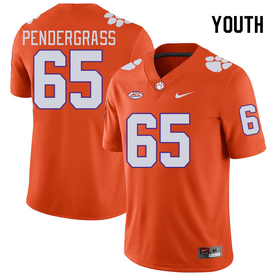 Youth Clemson Tigers Chapman Pendergrass #65 College Orange NCAA Authentic Football Stitched Jersey 23WP30CY
